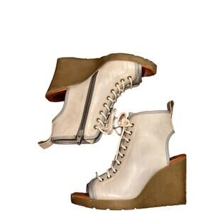 Dr. Martens Sabrina Open Toe Lace Up Wedge Sandals - Size 5